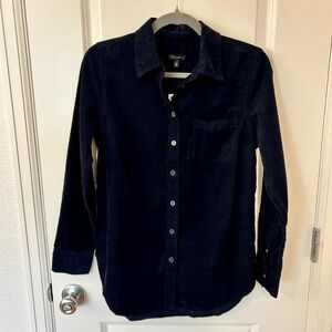Talbots NWT Navy Blue Corduroy Button-Up Shirt
